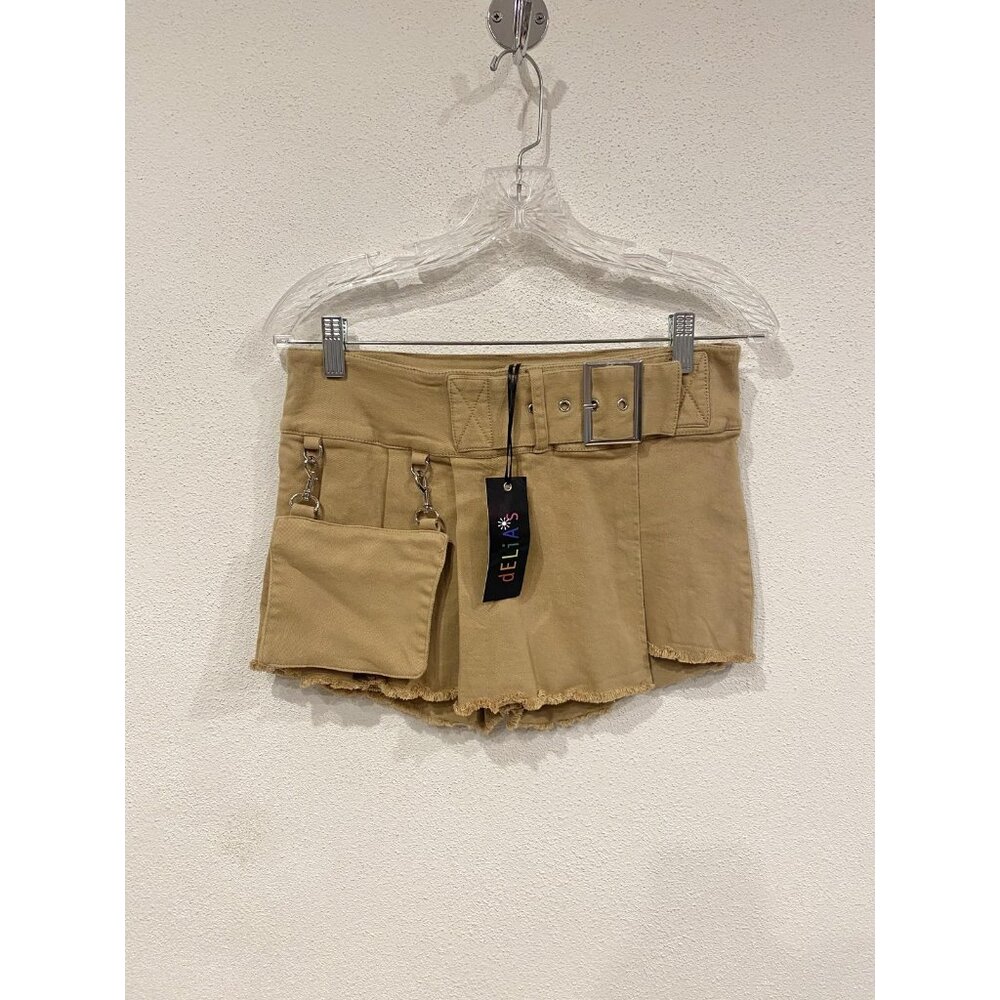 Delias Cargo Shorts Womens Small Khaki Utility Belted Removable Pouch Y2K Style